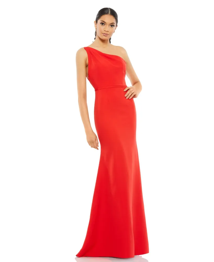 Mac Duggal Women's Ieena One Shoulder Jersey Mermaid Gown