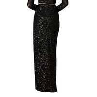 Lara - Women's Long Side-Slit Beaded Skirt