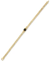 Onyx & White Topaz (1/10 ct. t.w.) "X" Panther Link Bracelet in 14k Gold-Plated Sterling Silver