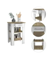 Simplie Fun Rockaway 1-Drawer 2-Shelf Kitchen Island and Light Oak