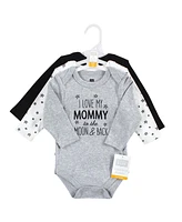 Hudson Baby Baby Boys Cotton Long-Sleeve Bodysuits, Mom Dad Moon Back