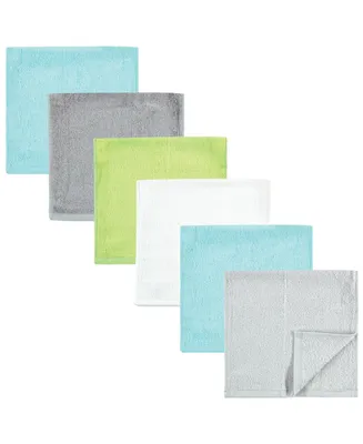 Hudson Baby Infant Boy Rayon from Bamboo Burpcloth 6pk, Gray Mint Lime, One Size