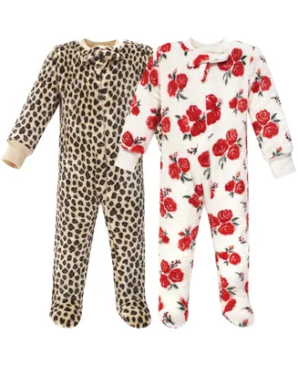 Hudson Baby Baby Girls h Sleep and Play, Red Rose Leopard