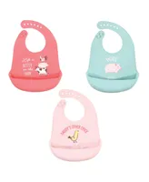 Hudson Baby Infant Girl Silicone Bibs, Life Is Better On The Farm, One Size