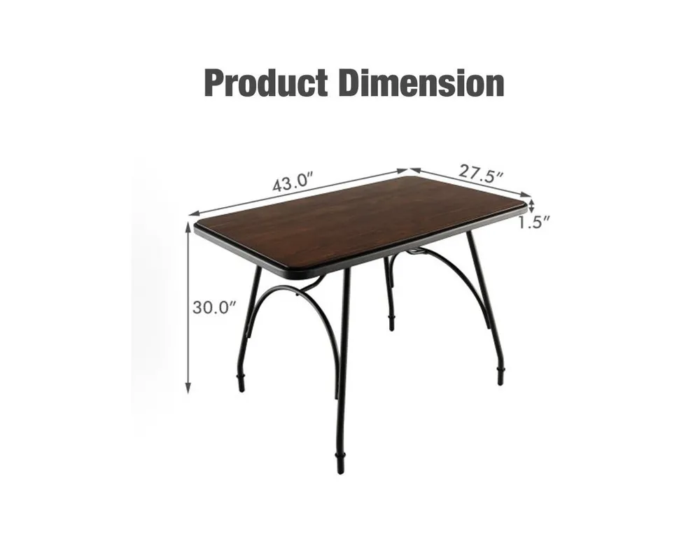 43 x 27.5 Inch Industrial Style Dining Table with Adjustable Feet