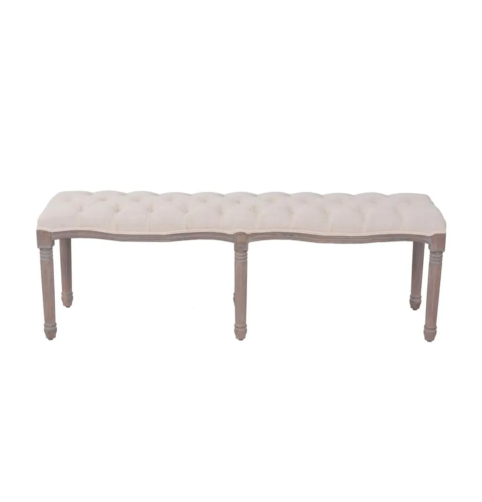 Bench Linen Solid Wood 59.1" x 15.7" x 18.9" Cream White