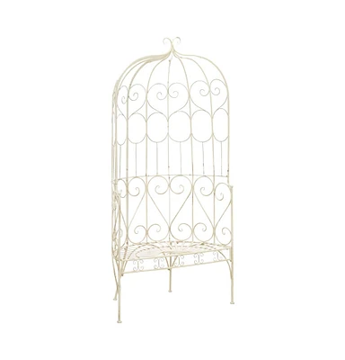Patio Bench 37.4" Iron Antique White