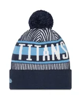 Men's New Era Navy Tennessee Titans Striped Cuffed Knit Hat with Pom