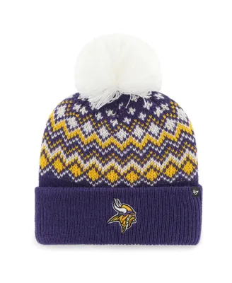 Women's '47 Brand Purple Minnesota Vikings Elsa Cuffed Knit Hat with Pom