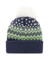 Women's '47 Brand College Navy Seattle Seahawks Elsa Cuffed Knit Hat with Pom