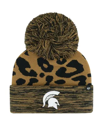 Women's '47 Brand Brown Michigan State Spartans Rosette Cuffed Knit Hat with Pom