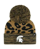 Women's '47 Brand Brown Michigan State Spartans Rosette Cuffed Knit Hat with Pom