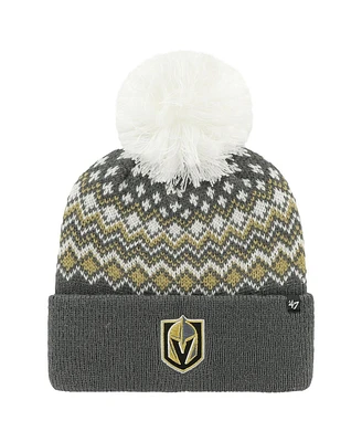 Women's '47 Brand Charcoal Vegas Golden Knights Elsa Cuffed Knit Hat with Pom