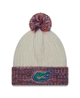 Women's New Era Cream Florida Gators Fresh Cuffed Knit Hat with Pom