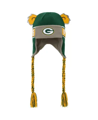 Youth Boys and Girls Outerstuff Green Green Bay Packers Wordmark Ears Trooper Knit Hat