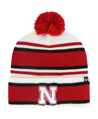 Youth Boys and Girls '47 Brand White Nebraska Huskers Stripling Cuffed Knit Hat with Pom
