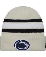 Men's New Era Cream Distressed Penn State Nittany Lions Vintage-Like Cuffed Knit Hat