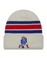 Men's New Era Cream Distressed New England Patriots Gridiron Classics Vintage-Like Cuffed Knit Hat