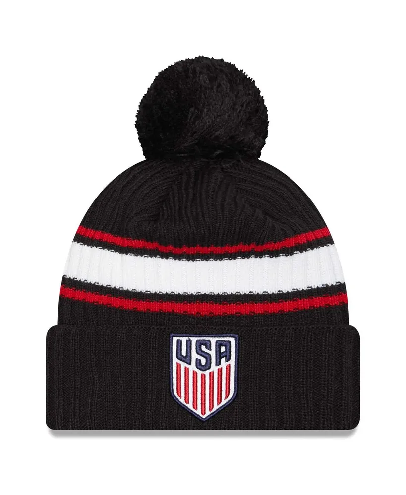 Men's New Era Navy Usmnt Fold Cuffed Knit Hat with Pom