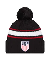 Men's New Era Navy Usmnt Fold Cuffed Knit Hat with Pom