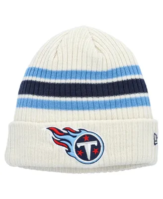 Youth Boys and Girls New Era White Distressed Tennessee Titans Vintage-Like Cuffed Knit Hat