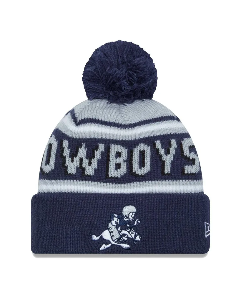 Men's New Era Navy Dallas Cowboys Retro Joe Main Cuffed Knit Hat with Pom