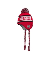 Youth Boys and Girls Detroit Red Wings Red Jacquard Tassel Knit Hat with Pom