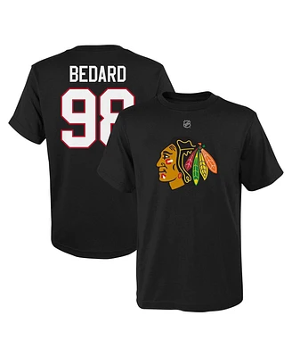 Big Boys Connor Bedard Black Chicago Blackhawks Player Name and Number T-shirt
