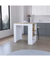Highlands Kitchen Island with Storage Base in brown and Ibiza Marble