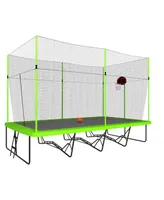 Streamdale Furniture 10ft by 17ft Rectangular Trampoline with Green Fabric Black Powder