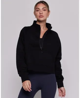 Effortless Fleece Crop Half Zip Pullover For Women
