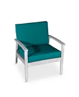 Simplie Fun Deep Seat Eucalyptus Chair, Silver Gray Finish, Dark Green Cushions