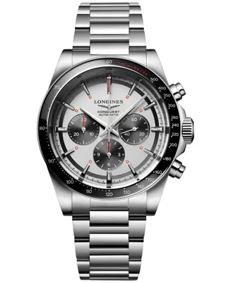 Longines Men's Swiss Automatic Chronograph Conquest Stainless Steel Bracelet Watch 42mm