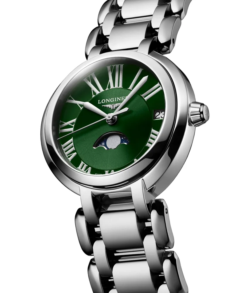 Longines Women's Swiss Automatic PrimaLuna Moonphase Stainless Steel Bracelet Watch 31mm
