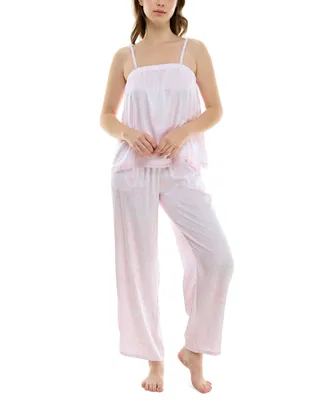 Roudelain Women's 2-Pc. Satin Lace-Trim Pajamas Set