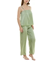 Roudelain Women's 2-Pc. Satin Lace-Trim Pajamas Set