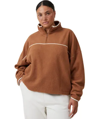 Cotton On Women's Teddy Fleece Quarter Zip Sweater