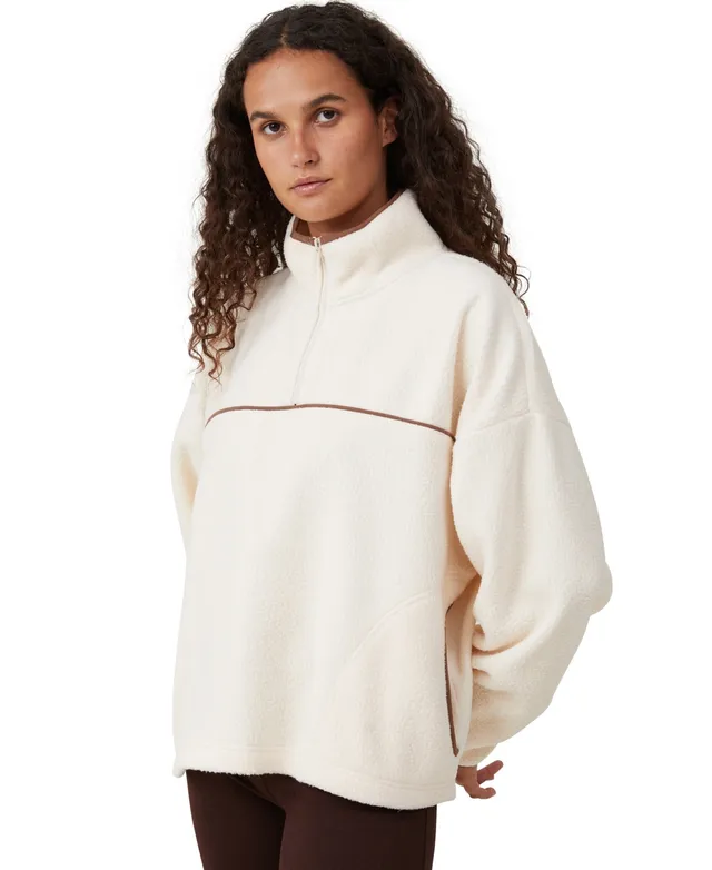 Cotton On Women's Plush Essential Cropped Full Zip Hooded Fleece
