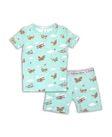 Bellabu Bear Toddler |Child Unisex Airplanes Kids 2-Piece Short Sleeve & Shorts Pajama Set