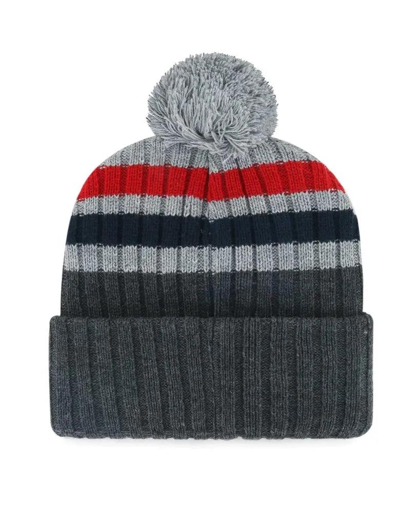 Men's '47 Brand Gray Boston Red Sox Stack Cuffed Knit Hat with Pom