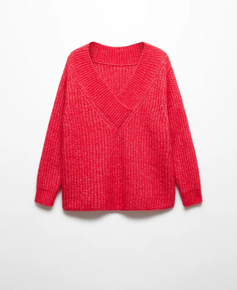 Mango Women's Chunky-Knit V-Neck Sweater