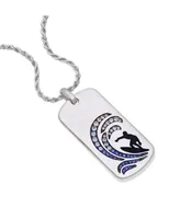 LuvMyJewelry Sterling Silver Surfer's Paradise Design Blue Sapphire, White Topaz Gemstone Tag Chain