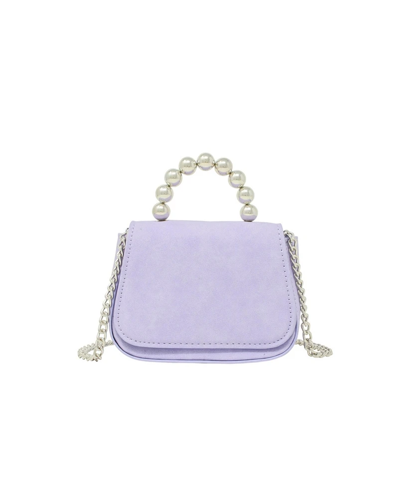 Girl's Purple Tiny Metal Pearl Handle Handbag