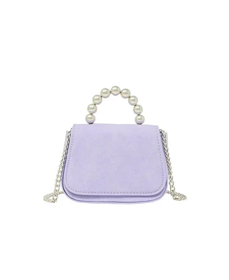 Girl's Purple Tiny Metal Pearl Handle Handbag