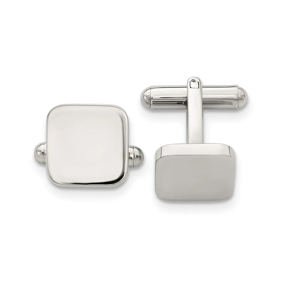 Chisel Stainless Steel Polished Rounded Square Cufflinks