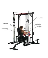 Power Cage with Lat PullDown, Weight Bench, and Rack