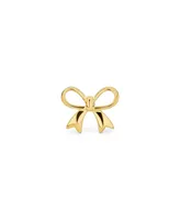 Bling Jewelry Dainty Tiny Birthday Present Ribbon Solid14K Yellow Gold Mini Bow Cartilage Ear Lobe Stud Earring Safety Clutch Screw Back 1 Piece Pierc