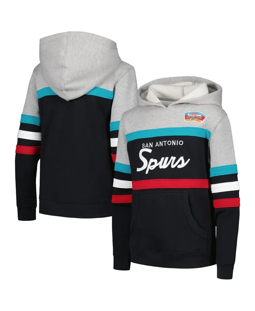 Big Boys Mitchell & Ness Gray, Black San Antonio Spurs Hardwood Classics Head Coach Pullover Hoodie