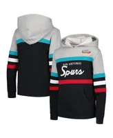Big Boys Mitchell & Ness Gray, Black San Antonio Spurs Hardwood Classics Head Coach Pullover Hoodie