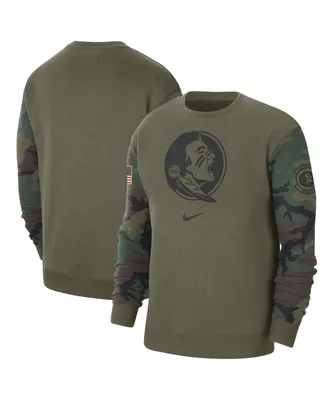 Men's Nike Olive Florida State Seminoles Military-Inspired Pack Club Pullover Sweatshirt